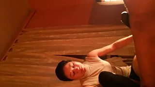 Brunette pelacur njupuk creampie amba